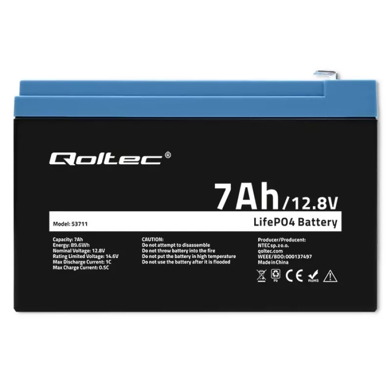 Akumulator LiFePO4 12,8V 7Ah, 89,6Wh, BMS