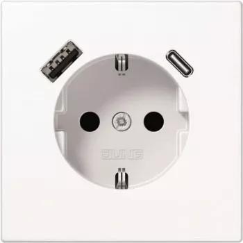 Gniazdo typu F Jung LS1520-15CAWW, 16 A, 50/60 Hz, IP20, obudowa z tworzywa, USB 5 V
