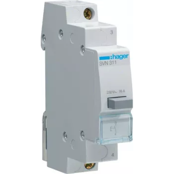 Hager SVN311. Nennstrom: 16 A. Internationale Schutzart (IP-Code): IP20. Breite: 17,5 mm, Höhe: 83 mm (SVN311)