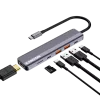 Koncentrator USB typu C CANYON DS-17 — HDMI, USB 3.2 Gen 1 A, USB-C, MicroSD, 10000 Mbit/s, szary