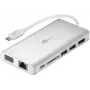 Goobay 49850 Stacja dokująca i replikator portów do notebooka, przewodowa, USB 3.2 Gen 1 (3.1 Gen 1) Type-C, srebrno-biały (49850)