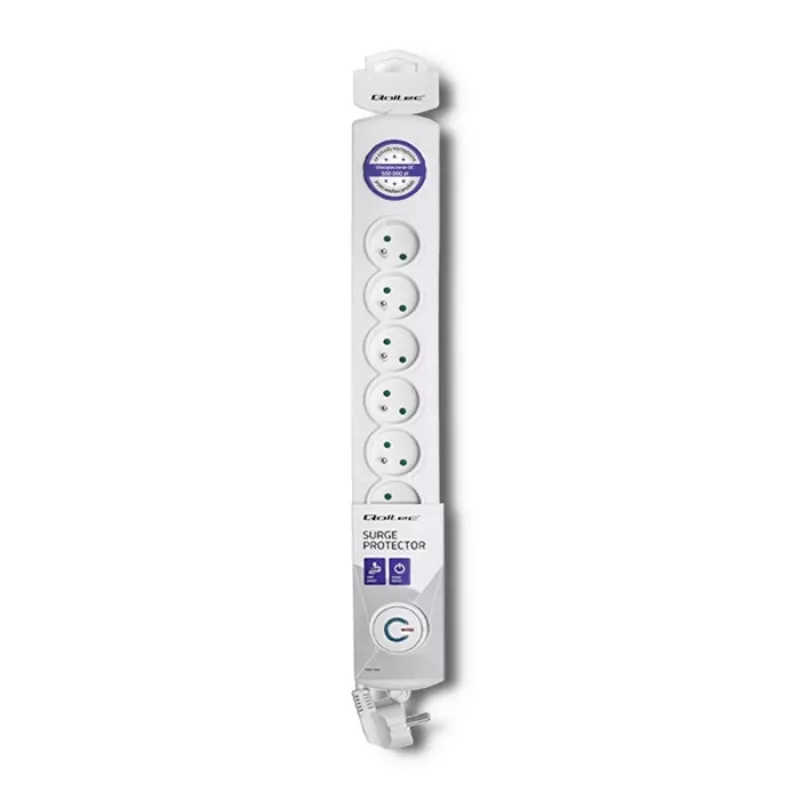 Listwa przeciwprzepięciowa Qoltec 50293 biała 8 gniazd AC 230 V