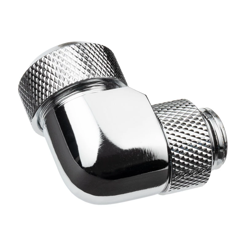 Alphacool Eiszapfen 13mm HardTube Screw-In Fitting 90° Rotatable G1/4 - kątowa złączka zaciskowa do układów chłodzenia cieczą - chrom