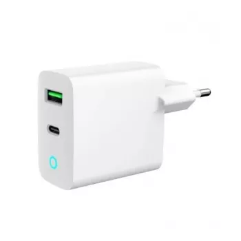 Alimentator Retea 220V GEMBIRD, Uniwersalny, 1 X USB Type-C D 20W, 1 X USB-a 3.0 QC 18W, Wskaźnik LED, Biały