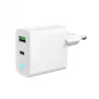 Alimentator Retea 220V GEMBIRD, Uniwersalny, 1 X USB Type-C D 20W, 1 X USB-a 3.0 QC 18W, Wskaźnik LED, Biały