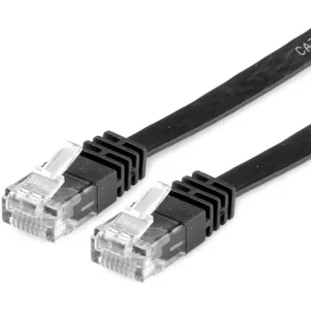 VALUE - Kabel krosowy - RJ-45 (M) do RJ-45 (M) - 1,5 m - UTP - CAT 6a - Bezhalogenowy, Formowany, Linka, Płaski - Czarny (21.99.0824)