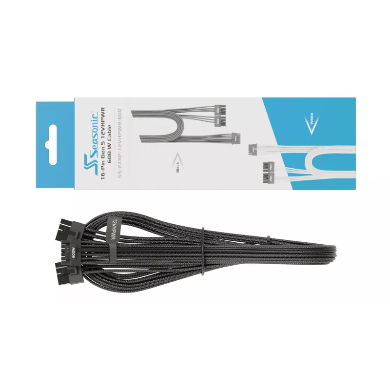 adapter kablowyowy SEASONIC NESE-165 12VHPWR PCIe 5.0 czarny do zasilania GPU