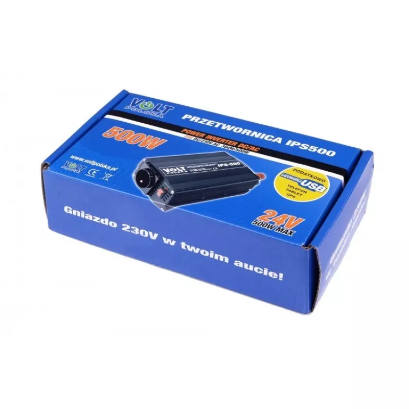 Przetwornica napięcia AZO 350/500W 24V na 230V model 4PRZ24230IPS500, 350W ciągła / 500W szczytowa