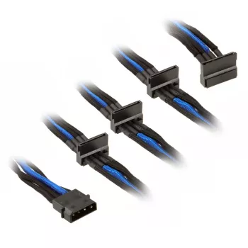SilverStone Kabel 4-Pol-Molex do 4x SATA, 300 mm - czarny/niebieski