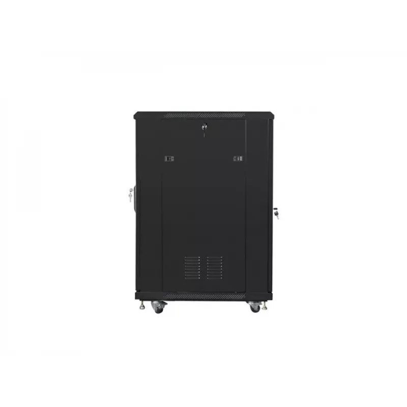 Wolnostojąca szafa rack LANBERG FF01-6822-23B 22U, szyny 19 cali, 1159×600×800 mm, IP20, kółka jezdne, zamek na klucz, czarna