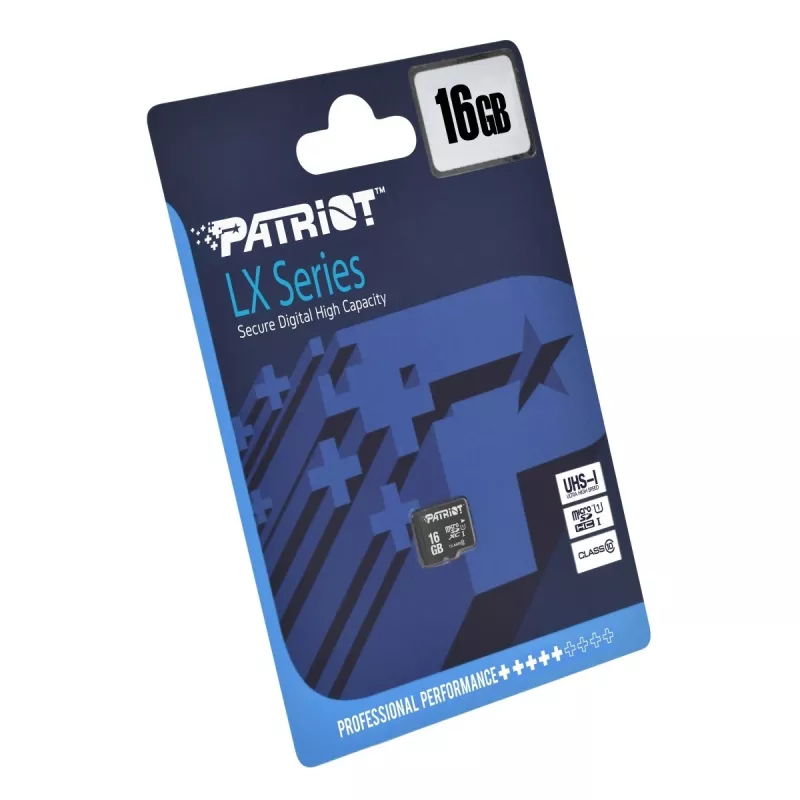 Karta pamięci microSDHC PATRIOT PSF16GMDC10 — 16 GB, Klasa 10, UHS-I (U1), 80 MB/s, czarna