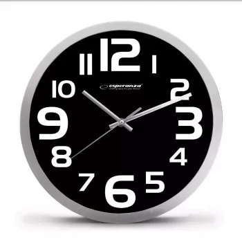 Wall clock Esperanza EHC013K Zurich Czarny Quartz Oval 25 cm, aluminiowa rama, grubość 4 cm