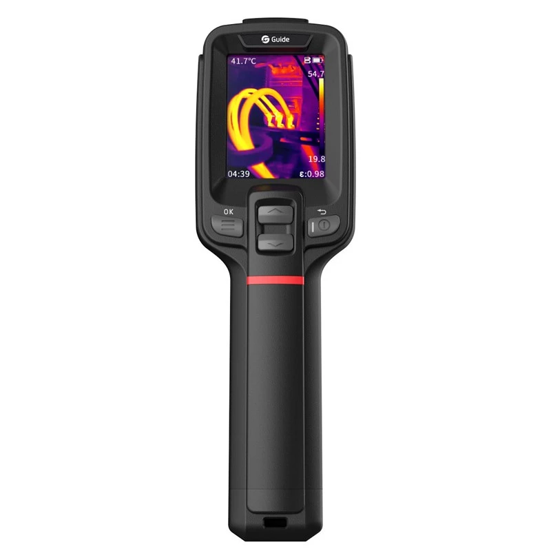 Kamera termowizyjna Guide Sensmart E1+ — sensor termiczny 120×90 px, maks. 240×180 px, ekran LCD 2,4 cala, Wi‑Fi, IP54, -20–550°C