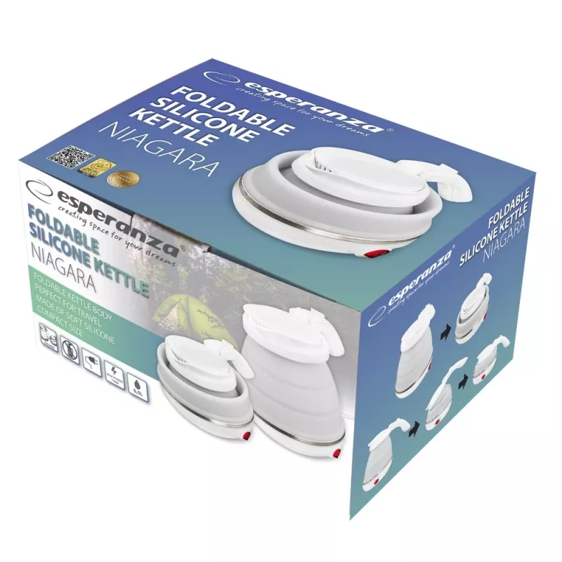Czajnik elektryczny ESPERANZA EKK023 — 0,5 L, 750 W, biały, stal nierdzewna i plastik