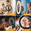 Maclean MCE610 10 12W LED Ring Light z statywem i Bluetooth spustem 3 kolory 10 poziomów jasności 10% -100% Regulowana jasność 160 LED Uchwyt na smartfon oświetlenie
