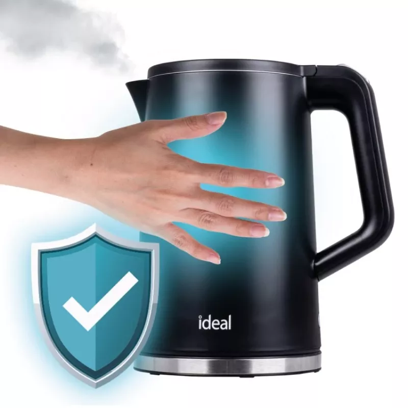 Czajnik IDEAL 1,7 l, korpus stalowy, moc 1500 W, czarny