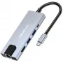 Hub USB-C QOLTEC 53795 5‑w‑1 z PD 100W, 2×USB-A, HDMI 4K, RJ45