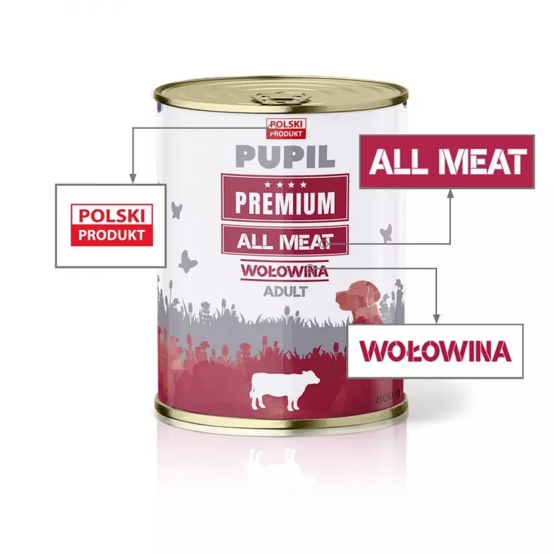 PUPIL Premium All Meat Beef - karma mokra dla psa - 800g