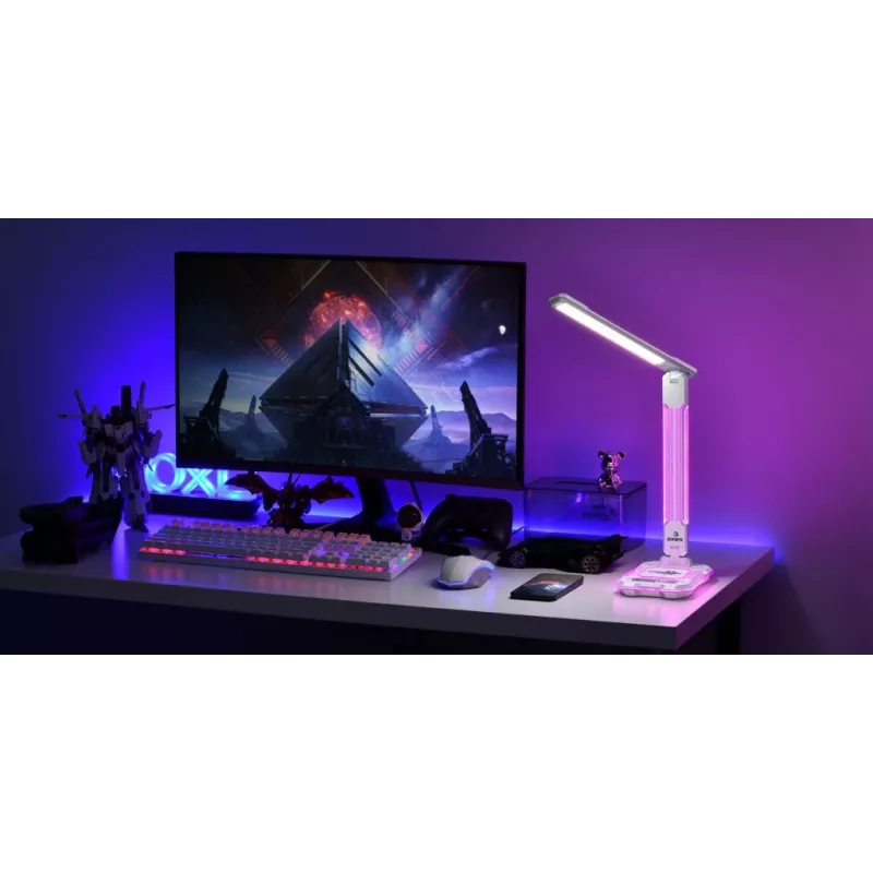 Lampa stołowa Hawk HW-LAMP04 biała LED z regulacją, białe wykończenie, regulowana głowica i ramię