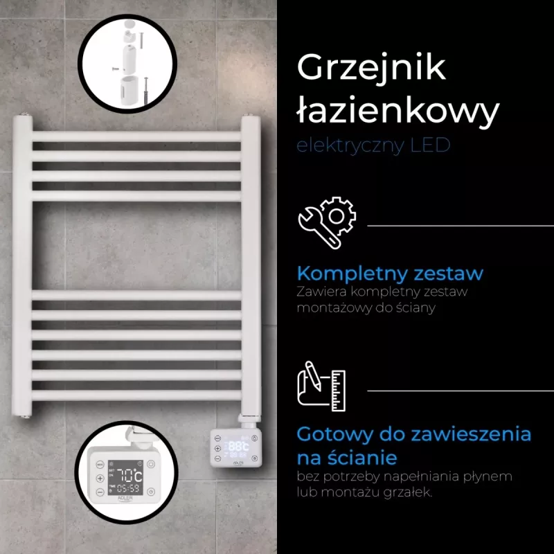 Elektryczny grzejnik łazienkowy LED | AD 7823 | Grzejnik | 400 W | Biały | IP24