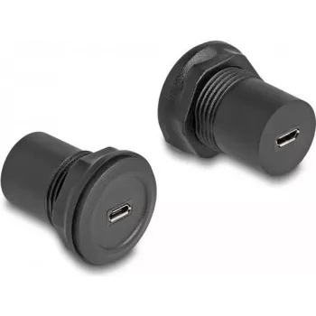 DeLOCK USB 2.0 Type Micro-B do USB 2.0 Type Micro-B złącze do zabudowy czarny
