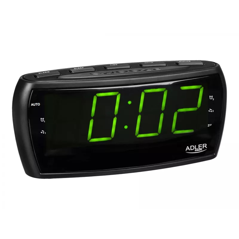 Radio budzik Adler AD 1121 — radio budzik, tuner FM/AM, wyświetlacz LED, podtrzymanie bateryjne, czarny