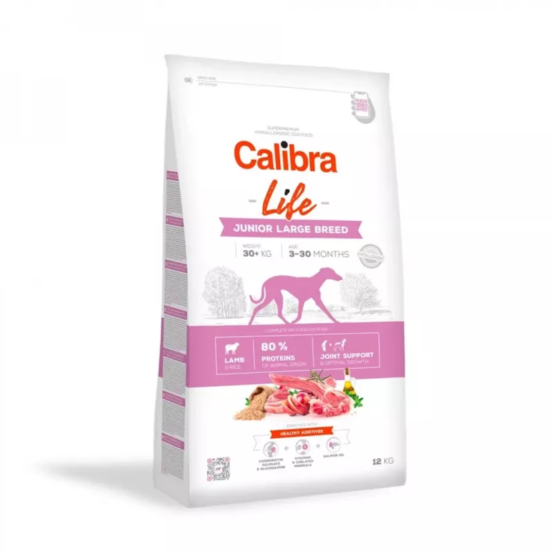 Calibra Dog Life Junior sucha karma dla psów dużych ras z jagnięciną, 12 kg