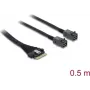 Kabel DELOCK PCIe 4.0 cienki SAS SFF-8654 8i do 2× Mini SAS HD SFF-8643, 0,5 m