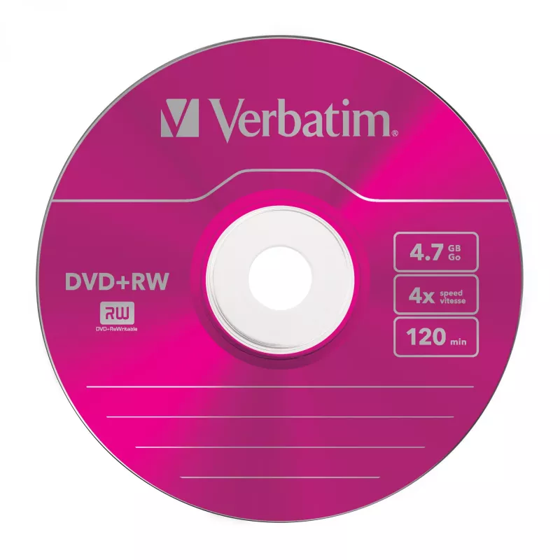 VERBATIM 43297 Verbatim DVD+RW cienki jewel case 5 4.7GB 4x Kolorowa