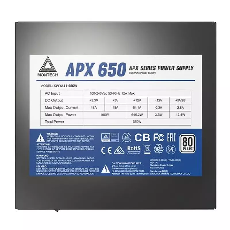 Montech APX650 zasilacz 650 W 20+4 pin ATX ATX Czarny