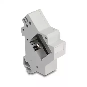 Uchwyt Keystone zatrzaskowy na szynę DIN DELOCK 67043 — tworzywo sztuczne, uziemiony, 60×88,2×21,5 mm, szary