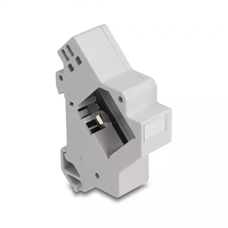 Uchwyt Keystone zatrzaskowy na szynę DIN DELOCK 67043 — tworzywo sztuczne, uziemiony, 60×88,2×21,5 mm, szary