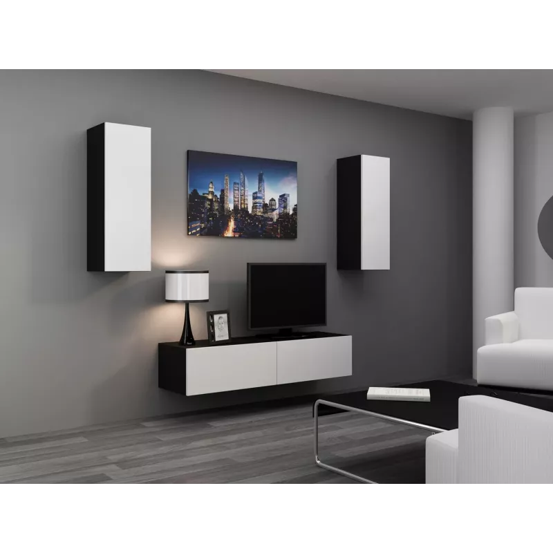 Cama Szafka VIGO 90 pełna 90/35/32 czarny/biały połysk
