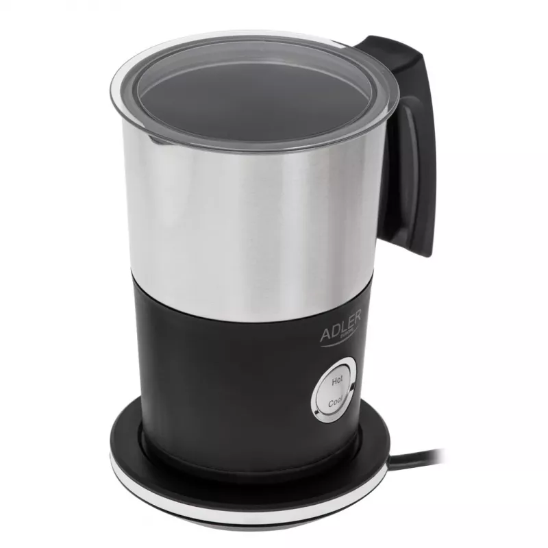 Automatyczny spieniacz do mleka Adler AD 4497 — stal nierdzewna, 600W, pianka 120 ml / podgrzewanie 300 ml, gorący i zimny