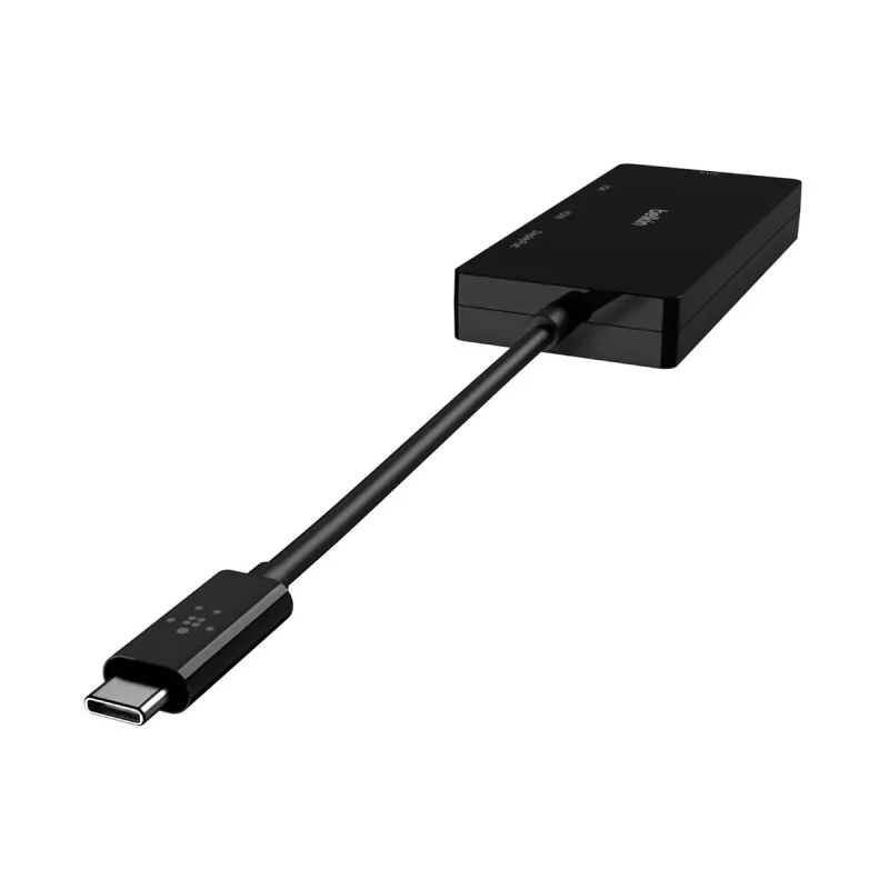 Linksys Belkin - Adapter wideo - USB-C (M) na HD-15 (VGA), DVI-I, HDMI, DisplayPort (W) - wsparcie 4K - czarny (AVC003BTBK)