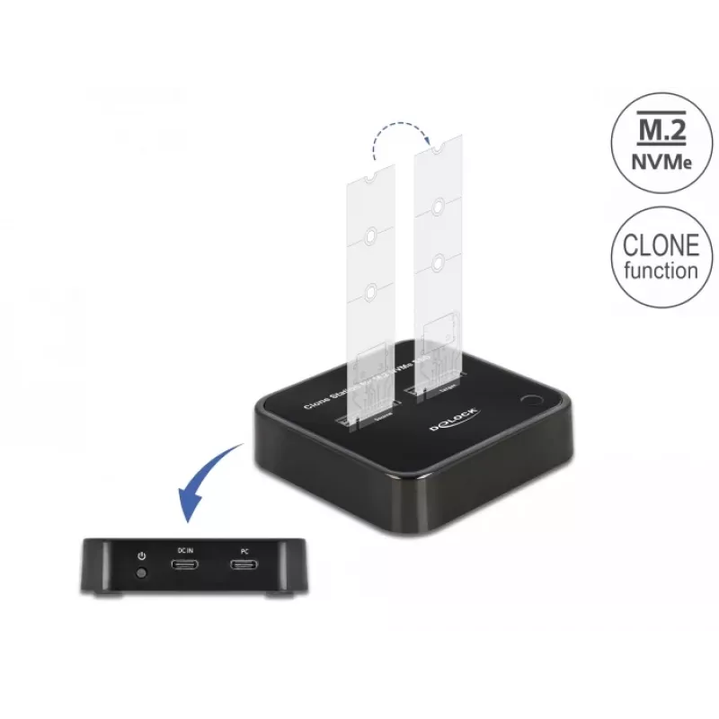 Stacja dokująca DeLOCK M.2 na 2 dyski M.2 NVMe PCIe SSD z funkcją klonowania