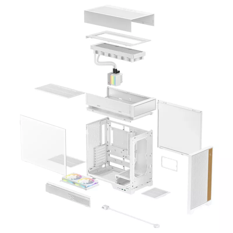 Obudowa komputera stacjonarnego DeepCool CL6600 WH — biała, obsługa zasilaczy ATX/PS2/SFX/SFX-L, przód 140 mm, góra/tył 120/140 mm, napędy 2.5 cala i 3.5 cala