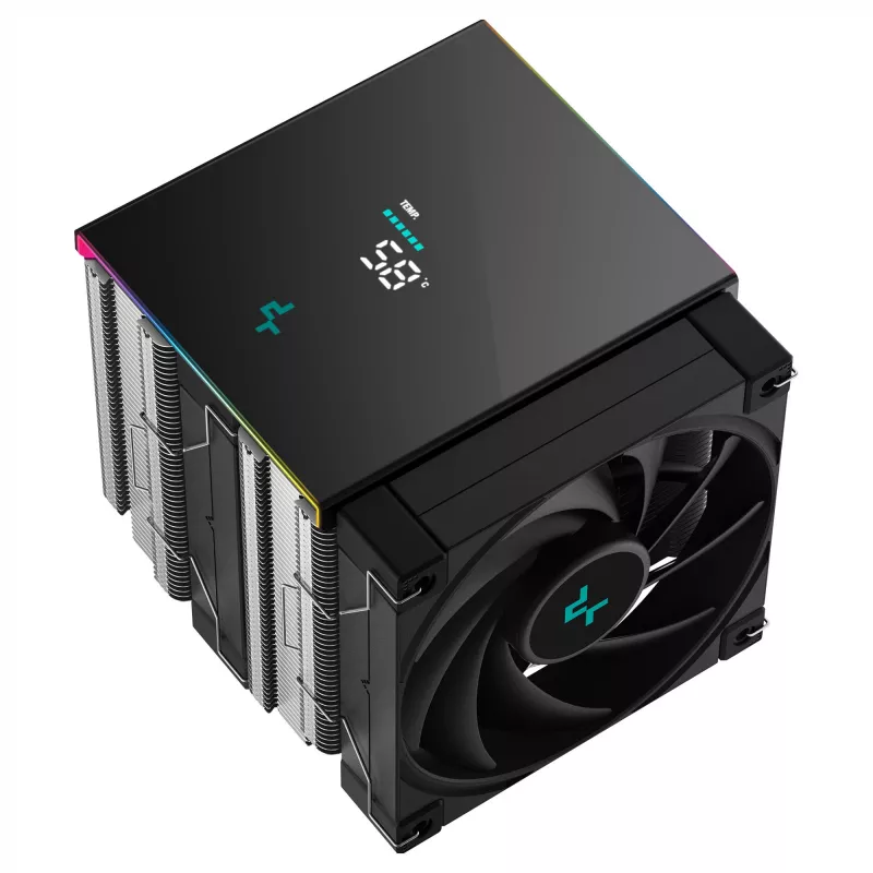 Chłodnica powietrza CPU DeepCool AK620 Digital SE, dwuwieżowa, 6x rurki cieplne Ø6mm, 2x wentylatory 120mm PWM, RGB, wysokość 161 mm