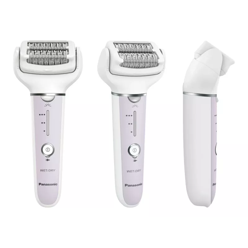 Epilator Panasonic ES-EY30A — 60 pęset, 3 prędkości, Wet & Dry, zasilany bateriami, biały/fioletowy