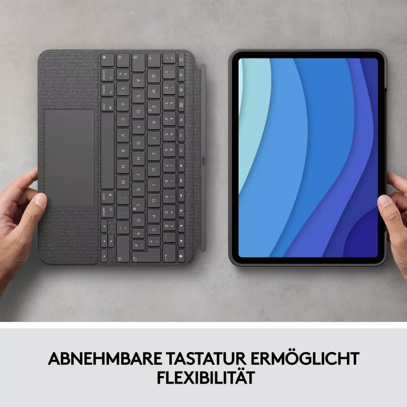 Etui z klawiaturą Combo Touch US iPad Pro 11 1,2,3 Gen szary