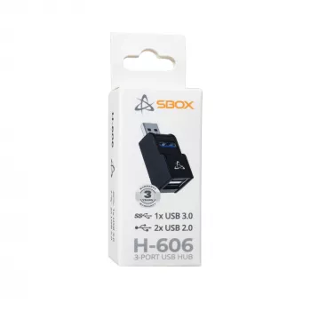 Hub USB SBOX H-606 — 3-portowy USB-A (1x USB 3.0, 2x USB 2.0)