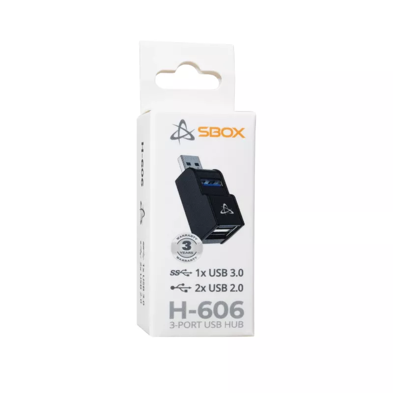 Hub USB SBOX H-606 — 3-portowy USB-A (1x USB 3.0, 2x USB 2.0)