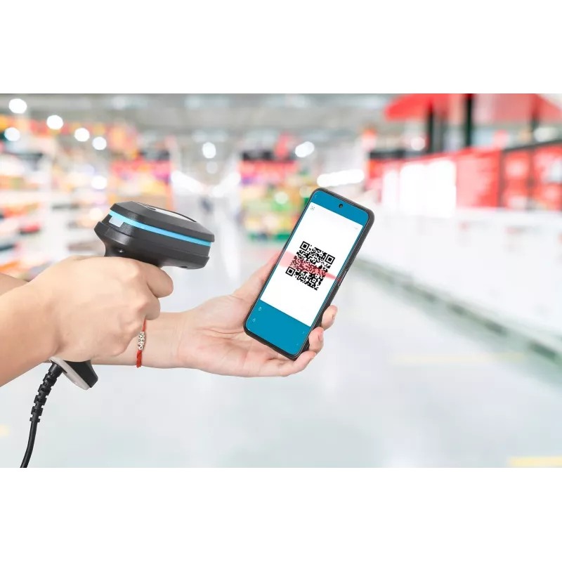 Manhattan 2D Long Range LED Barcode Scanner, USB, 450mm głębokość skanowania, maks. światło otoczenia 100 000 luksów (światło słoneczne), obsługuje symbologie - 1D (21 wersji) i 2D (10 wersji), kabel skanera RJ45 do USB 1,8 m (najpopularniejszy typ, czyli USB-A), czarny, 3 lata gwarancji