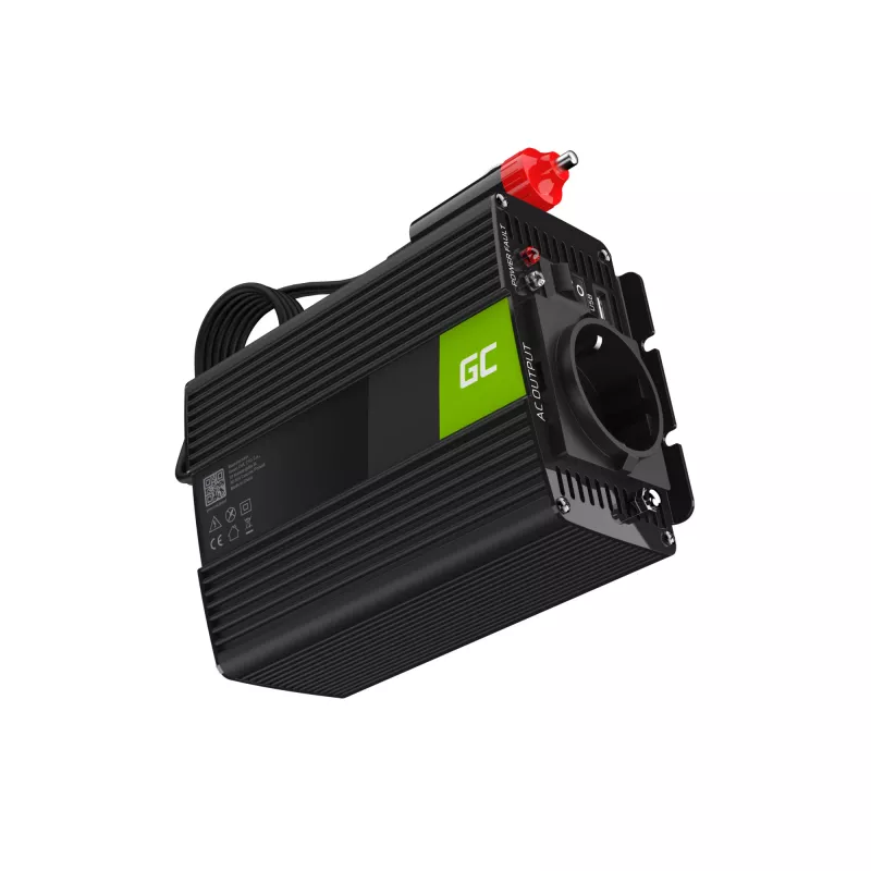 GREEN CELL Przetwornica samochodowa 12V na 230V 150W/300W czysty sinus