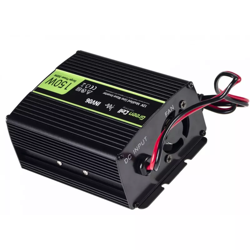 Przetwornica napięcia zielony Cell INV06 12 V na 230 V 150 W 50 Hz wtyk typu C, sprawność 85%, czarna
