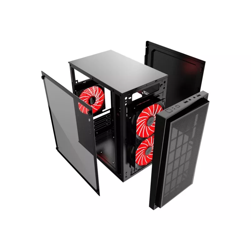Obudowa PC GEMBIRD CCC-FORNAX-950R w stylu gamingowym, 3 x 12 cm wentylatory, czerwona