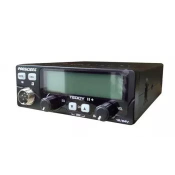 CB radio President Teddy II+ — 40 kanałów, 4W TX, 12/24V, bloker szumów, 125×125×45 mm