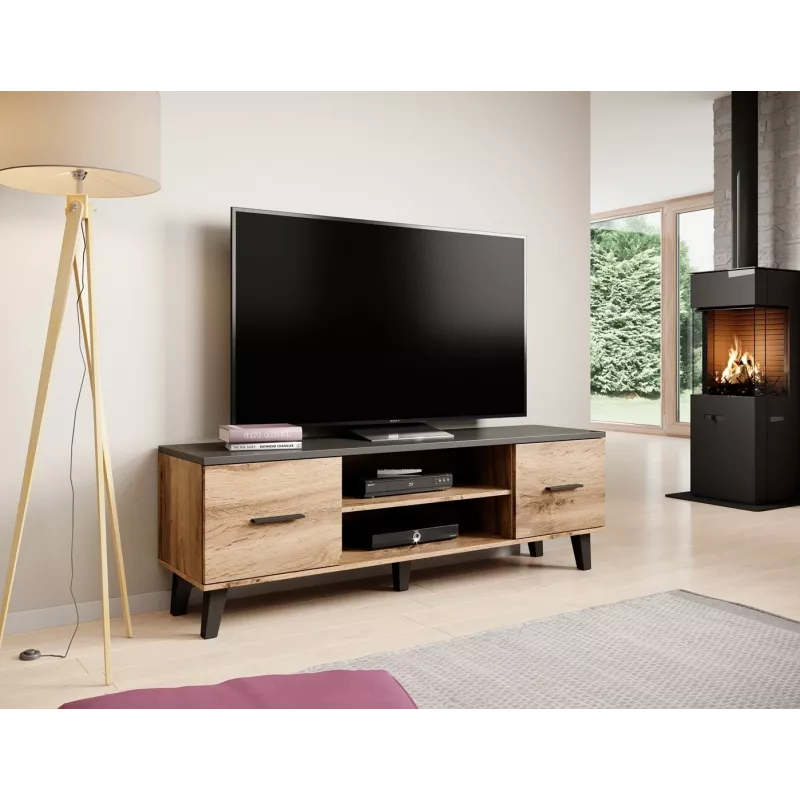 Cama TV stand LOTTA 160 2D2K wotan oak/mat Czarny