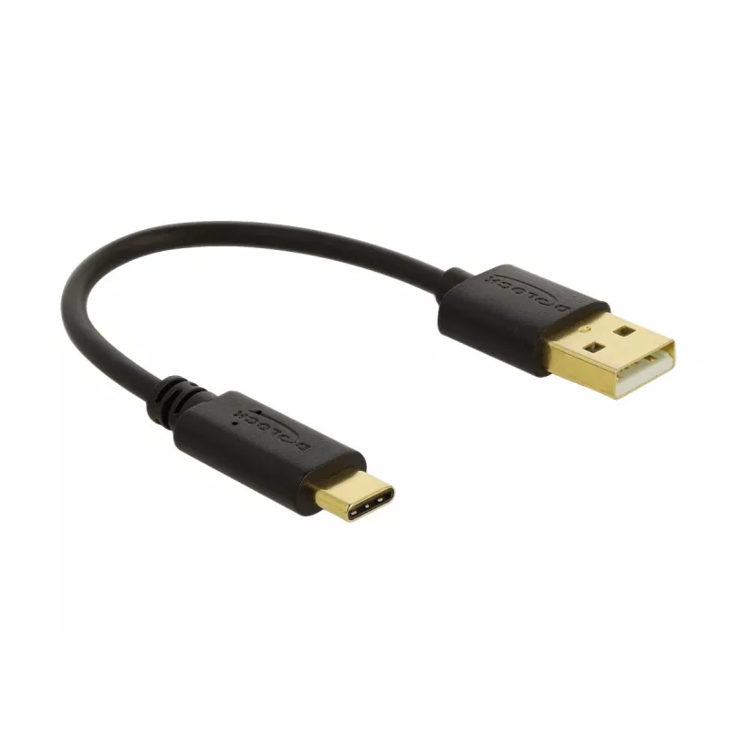 Kabel ładujący DeLOCK USB Type-A na USB Type-C 15 cm czarny