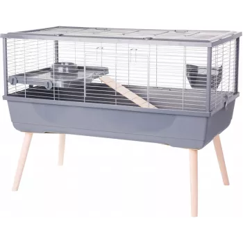 Klatka ZOLUX Neolife 100 dla świnki morskiej, szara, 990×540×760 mm, rozstaw prętów 15 mm, wyjmowana taca